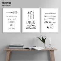 餐厅黑白创意装饰画北欧简约刀叉挂画西式饭店厨房个性壁画墙画