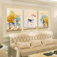 客厅装饰画沙后背景墙装饰画 简约现代北欧风格装饰画麋鹿三联