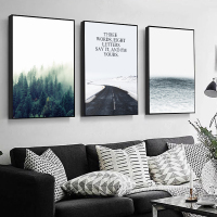 北欧风格 客厅装饰画现代风景挂画简约山壁画三联沙背景墙画