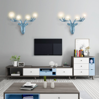 北欧客厅电视背景墙鹿头壁灯个性创意鹿角楼梯过道墙壁装饰品灯具