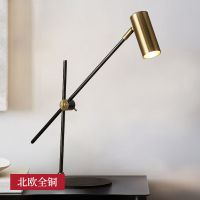 【】北欧全铜台灯简约床头灯乡村复古灯书房客厅灯具卧室复古