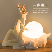 北欧鹿创意现代简约温馨卧室装饰床头灯个性浪漫结婚婚房台灯