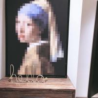 马赛克装饰画像素化梵高自画像戴珍珠耳环的少女艺术北欧ixxi挂画