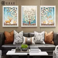 北欧风格装饰画客厅现代简约高档大气三联画玄关欧式麋鹿挂画壁画