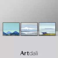 [多联画]现代简约客厅三联画客厅装饰画 北欧餐厅油画-日和风景