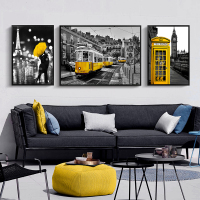 都市 黑白挂画现代简约建筑装饰画 客厅沙背景墙画英伦北欧壁画
