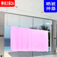阳台晒被子神器晾衣固定式实用免安装衣架伸缩免打孔不锈钢晒被杆