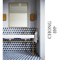 CHONG翀 北欧铜浴室镜子壁挂金色镜洗手间洗手台装饰镜定制尺寸