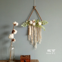 『妮可手工』壁挂墙上饰品 棉花树枝家居装饰挂件 创意花环