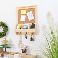 阿楹 家用创意壁挂软木留言板装饰 挂式墙上置物架玄关钥匙收纳盒