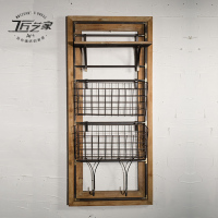 Loft工业风格 铁艺置物架 壁挂置物篮 墙面收纳篮 餐厅墙面报刊架