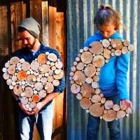 原木片木质创意心形挂件拍照道具客厅背景墙田园立体壁挂装饰品