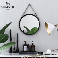 北欧宜家梳妆镜化妆镜壁挂式卫生间浴室圆镜子房间贴墙面装饰挂镜