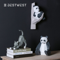 熊猫壁挂 创意墙面装饰品墙上动物头挂件房屋背景墙体软装饰轻奢