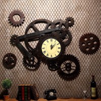 美式复古工业风齿轮钟壁饰酒吧咖啡厅创意墙面装饰钟表壁挂挂件