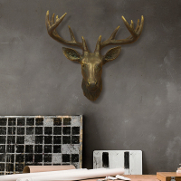 创意家居鹿头壁挂件北欧客厅餐厅玄关墙面装饰品招财店铺房间挂饰