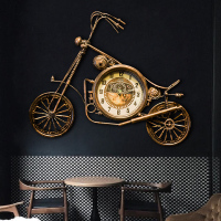 工业风壁挂钟酒吧钟表挂钟创意复古怀旧餐厅美店摩托车造型装饰