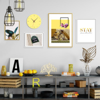 照片墙带钟表创意组合装饰画客厅沙背景墙餐厅壁画卧室植物挂画