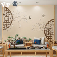 吉祥家现代新中式花鸟墙纸墙布壁纸定制壁画电视背景墙客厅沙