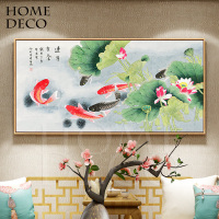 中式客厅装饰画现代卧室餐厅挂画书房壁画沙背景墙画年年有余鱼