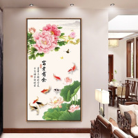 花开富贵牡丹装饰画新中式玄关走廊过道挂画餐厅壁画竖版风国画