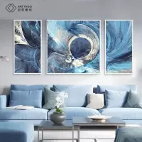 因果 现代简约客厅装饰画三联画抽象沙背景墙挂画壁画时尚大气