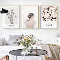 不忘初心 北欧ins客厅装饰画美女人物挂画卧室房间壁画服装店墙画