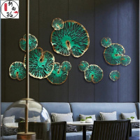 新中式铁艺荷叶金属壁饰创意工艺品墙上室内餐厅酒店会所软装饰品