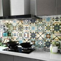 厨房防油烟装饰贴画瓷砖贴纸家用灶台卫生间防墙纸自粘腰线墙贴