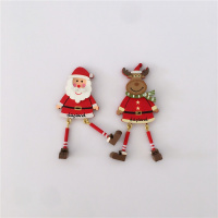 邮 芬兰购回 萌萌哒圣诞老人和鲁道夫圣诞麋鹿 手工木质冰箱贴
