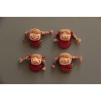 Alice原创 麻花辫系列 丑萌少女胸针冰箱贴 羊毛毡粘土胸针冰箱贴