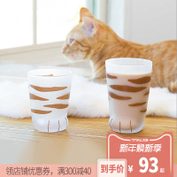 日本进口coconeco猫爪杯玻璃猫脚牛奶杯耐热猫腿杯可爱玻璃杯子