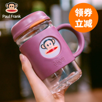 大嘴猴大容量玻璃杯带把手便携办公杯子带盖茶杯男花茶杯女加厚