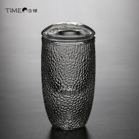 TIME日式锤纹耐热双层玻璃杯办公室过滤泡茶杯家用花茶杯绿茶杯