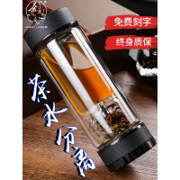 茶之恋双层玻璃杯男 高档红茶叶办公杯便携保温 茶分离泡茶杯