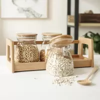 玻璃储物罐密封罐茶叶零食干果厨房收纳瓶咖啡密封罐展示瓶带架子