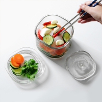 日本SP玻璃浅渍罐 一夜渍 加厚玻璃重石腌制罐 渍泡菜 带盖