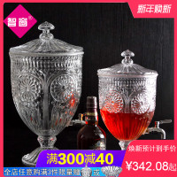 大号晶玻璃密封罐玻璃瓶储物罐带龙头泡酒坛药酒瓶泡酒器