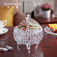 诺诗曼珐琅彩糖果罐晶玻璃储物罐创意 欧式密封罐杂粮收纳盒