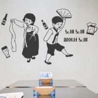 韩国料理炸鸡啤酒烤肉餐厅饭店玻璃橱窗韩文欢迎光临墙贴壁纸