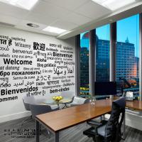 各国欢迎光临店铺橱窗玻璃贴公司 英文字母 企业文化装饰墙贴纸