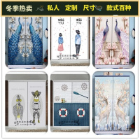 推拉玻璃衣橱旧改造带胶家居贴纸定制贴对称双开