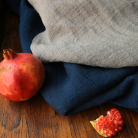 [回馈款]双层手工感拱针蓝色高端纯亚麻面料秋冬袍子中式风布料