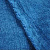 纯手工靛蓝染横纹棉麻布料 植物木染面料 秋冬特色天然手作DIY