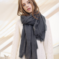 AI 高品质面料触感舒适棉麻围巾女秋冬 韩版文艺披肩两用长款丝巾