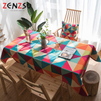 简约Ins风家用加厚棉麻布艺正长方形生日化妆台面餐桌布几何