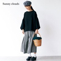 Sunny clouds Shuttle Notes日本面料女式棉麻九分黑白格阔腿裤