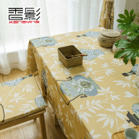 座布餐桌布艺一桌六椅麻将正方形家用中式茶桌布艺棉麻复古中国风