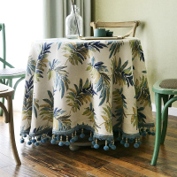 美式田园大圆桌桌布长方形茶几台布家用棉麻小清新布艺圆形餐桌布