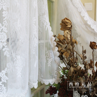 法式唯美纯属白色蕾丝纱刺绣布艺半帘成品飘窗帘帘帘半短帘BL57